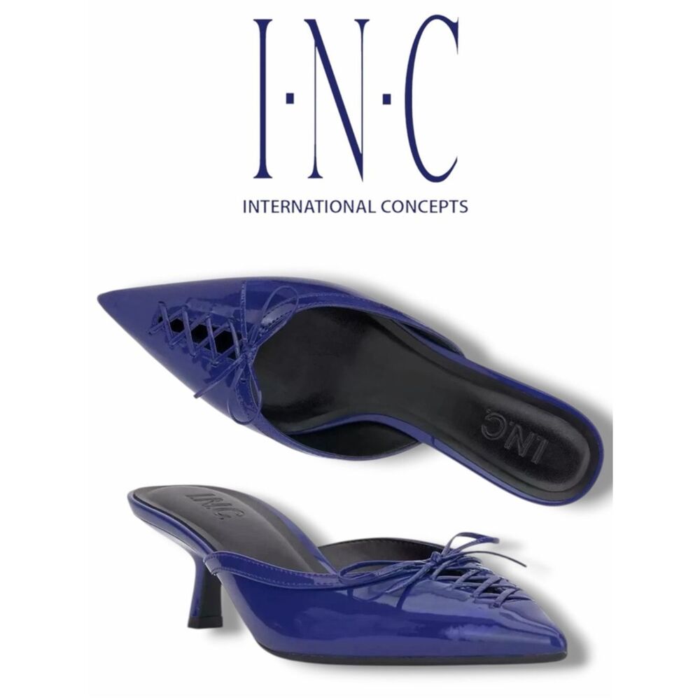 INC International Concepts Women’s Women's Caetti Pointed Toe Heeled Mules 9.5